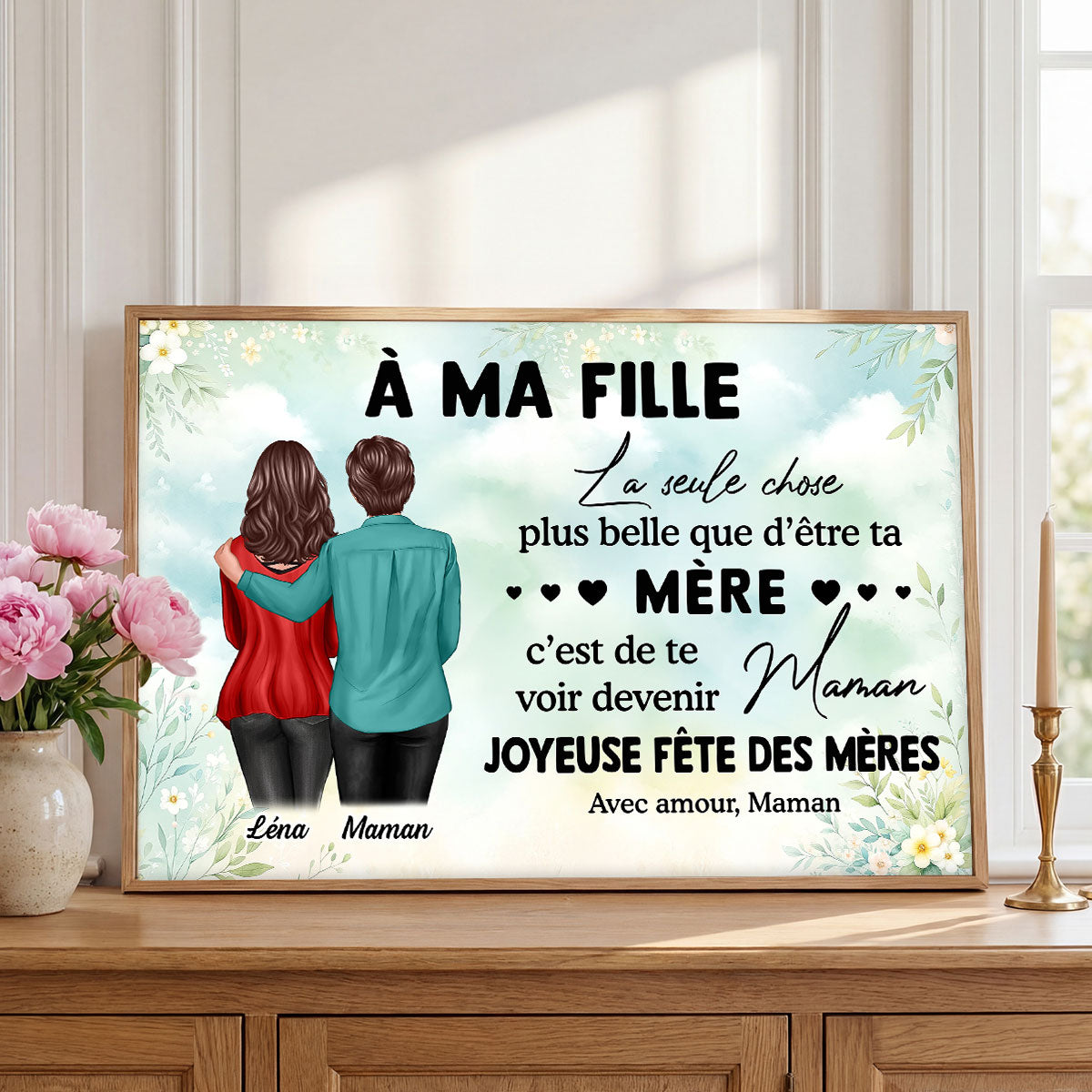 À ma fille – Te voir devenir maman – Affiche personnalisée – Cadeau de Fête des Mères pour ma fille