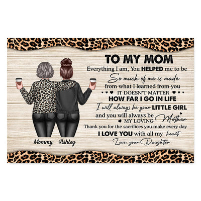 To My Mom Leopard Personalized Horizontal Poster