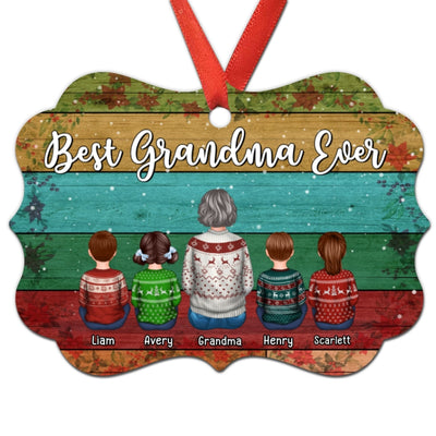 Colorful Palette Grandma And Grandkids Sitting Personalized Christmas Ornament