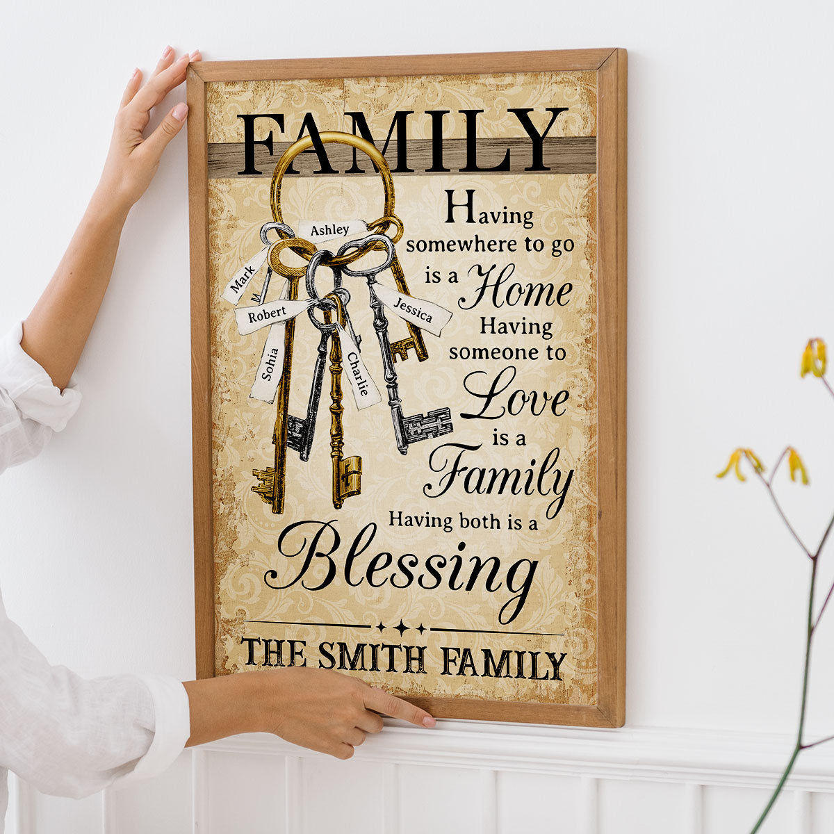 Home Family Members Keychain Names Personalized Poster, Perfect Christmas Gift For Family