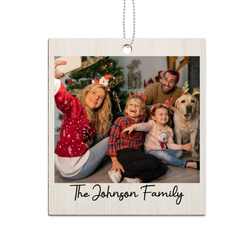 Custom Photo Inserted Family Polaroid Concept Personalized Wooden Ornament