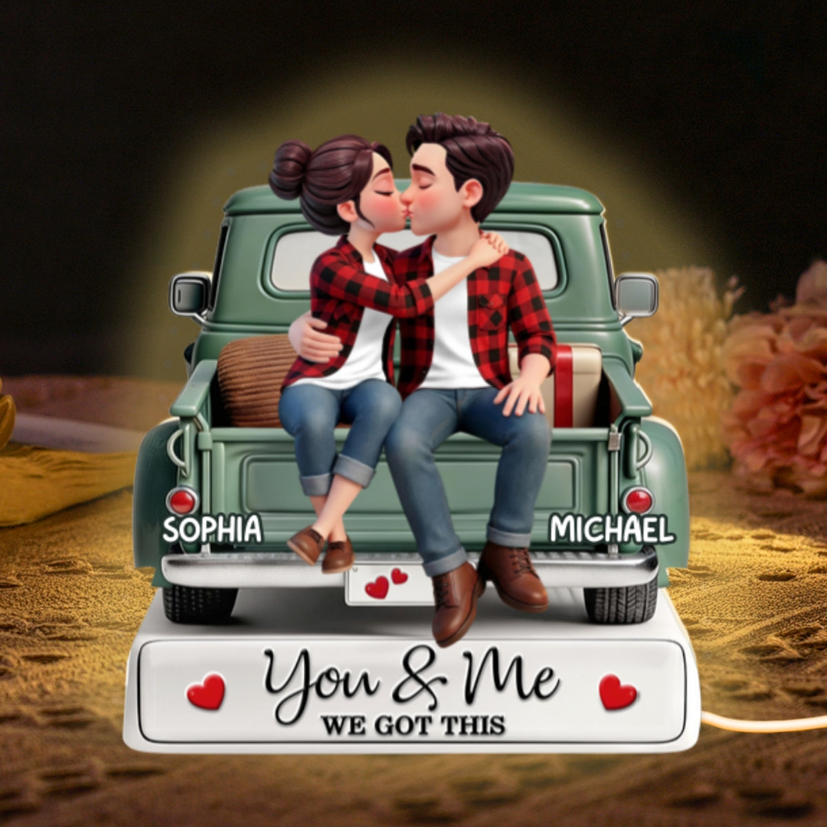 Forever Love Couple Kissing On The Truck - Personalized Light Box - Valentine's Day Gift For Couple, For Him, For Her