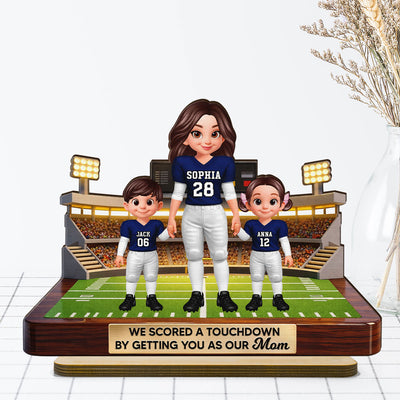 American Football Mom We Scored A Touchdown - Personalized 2-Layered Wooden Plaque - Mother's Day Gift For Mom