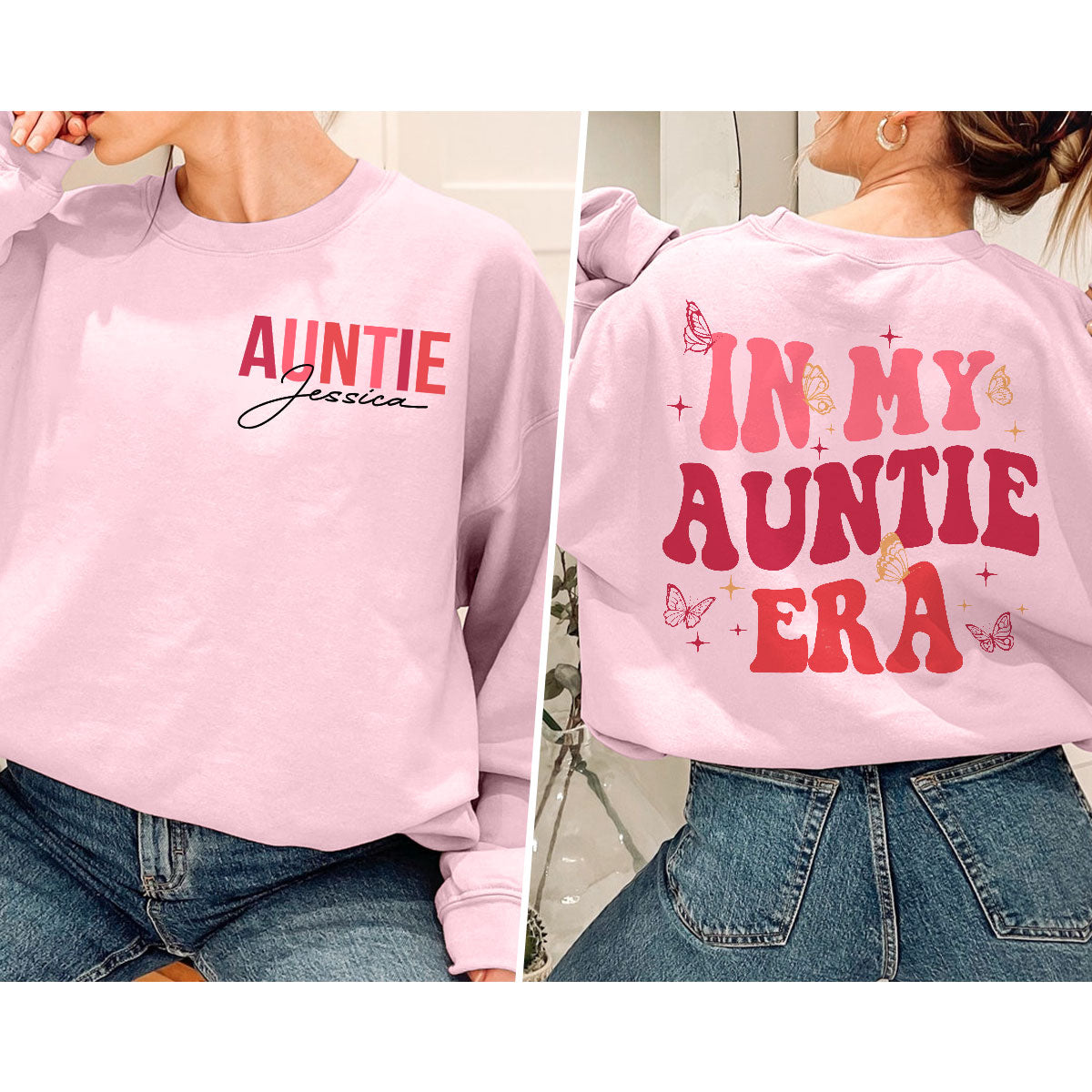 In My Auntie Era Gift For Auntie Personalized Double Sided Sweatshirt