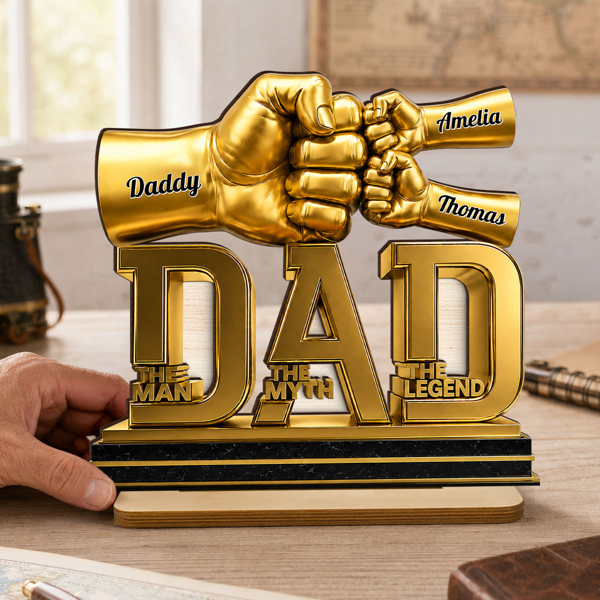 Dad The Man The Myth The Legend - Personalized 2-Layered Wooden Plaque - Father's Day Gift for Dad, Husband