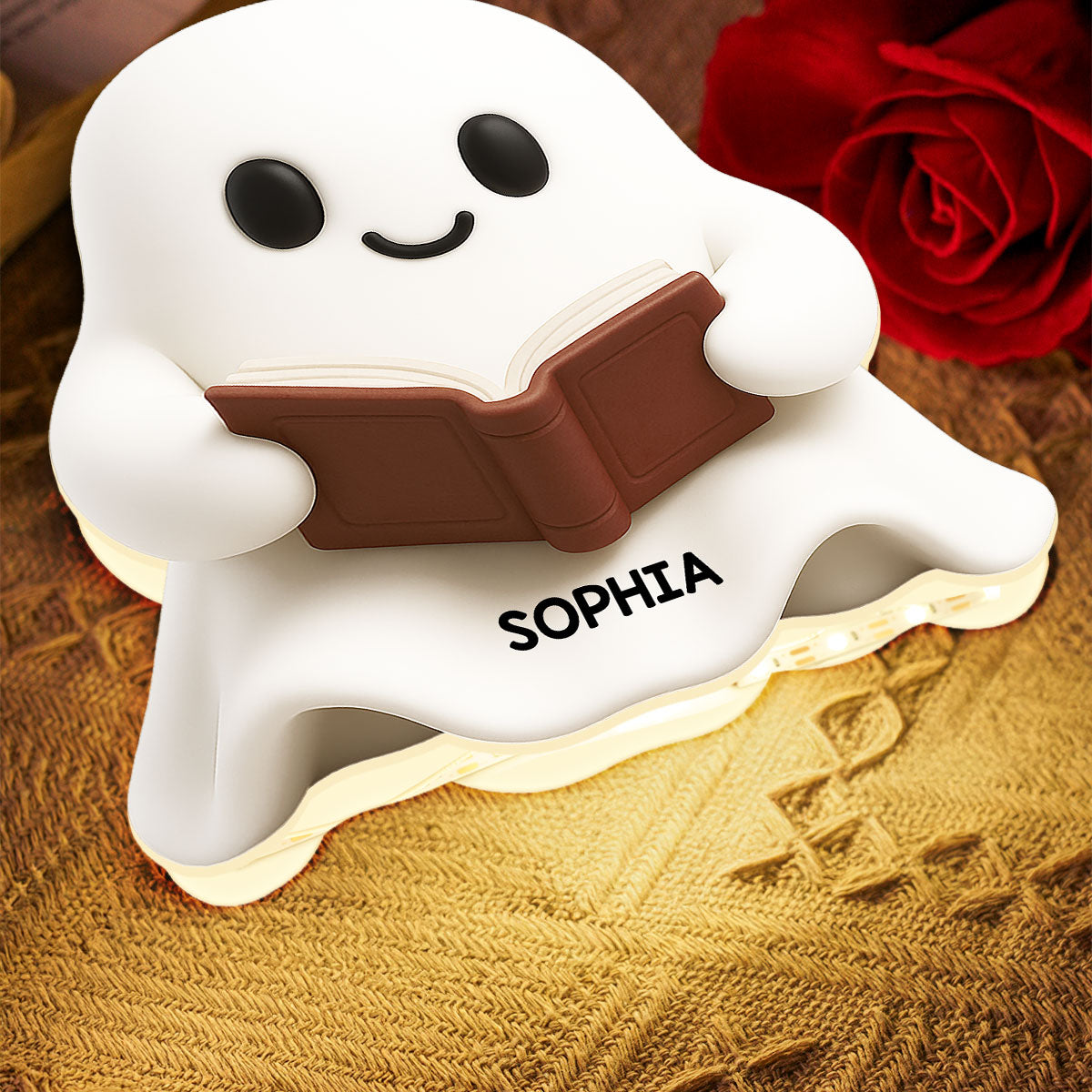 Halloween Boo Ghost Reading Book - Personalized Light Box - Gift For Book Lovers