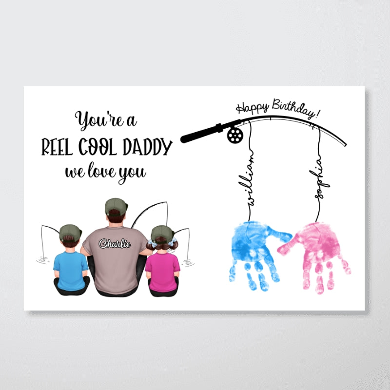 Reel Cool Daddy DIY Handprint Gift For Dad And Grandpa, Fishing Lover, Birthday Gift