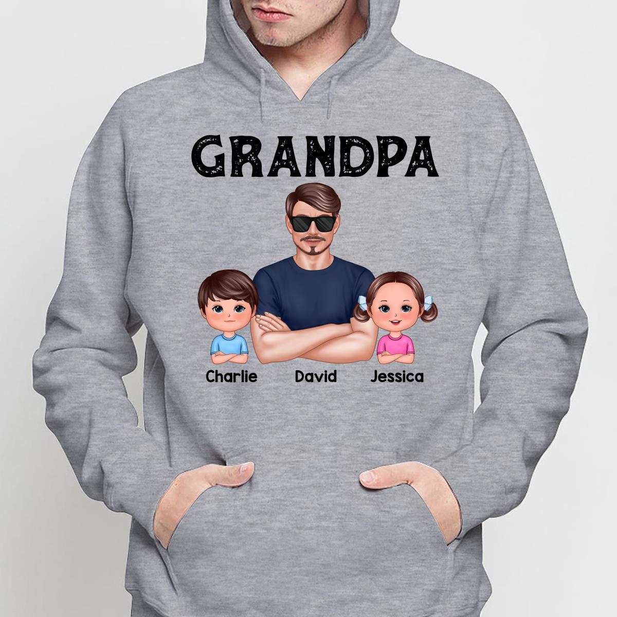 Realistic Grandpa New Face And Doll Kids Personalized Shirt