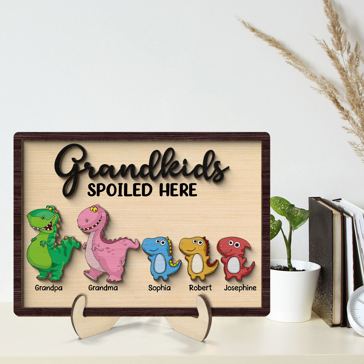 Grandkids Spoiled Here Grandparent Home Decor Personalized 2-Layer Wooden Plaque Plaque