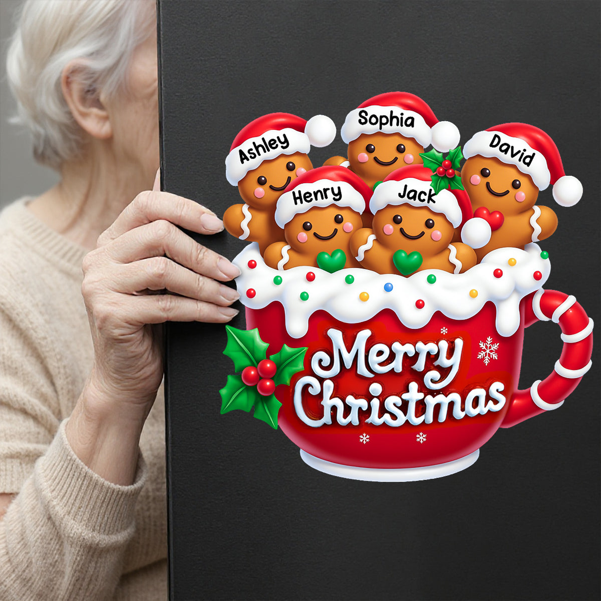 Merry Christmas Gingerbread Family Personalized Decal