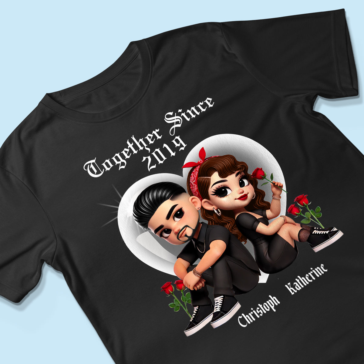Pretty Couple Roses Heart Together Since Personalized Shirt,  Gift, Anniversary Gift for Couples