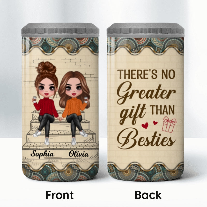Besties Sisters Stair Outline Details Pattern Personalized 4 In 1 Can Cooler
