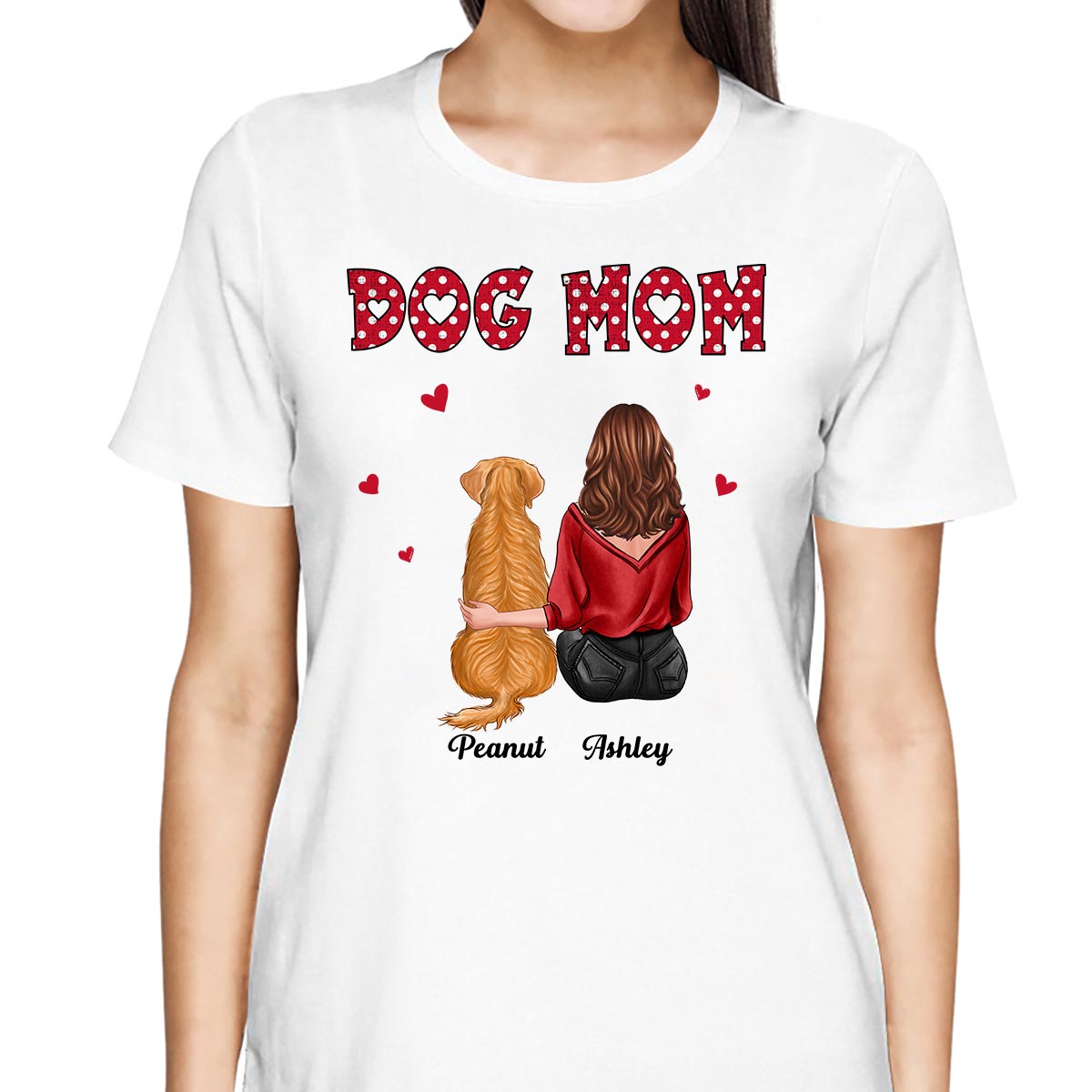 Polka Dot Pattern Back View Dog Mom Personalized Shirt