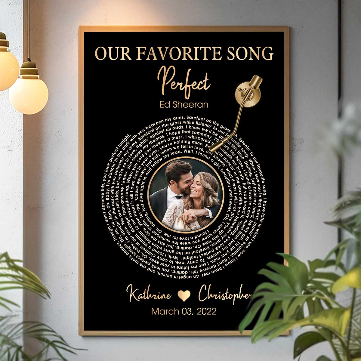 Upload Photo Metallic Effect Song Lyrics Art Personalized Poster, Anniversary  Gift For Her, For Him