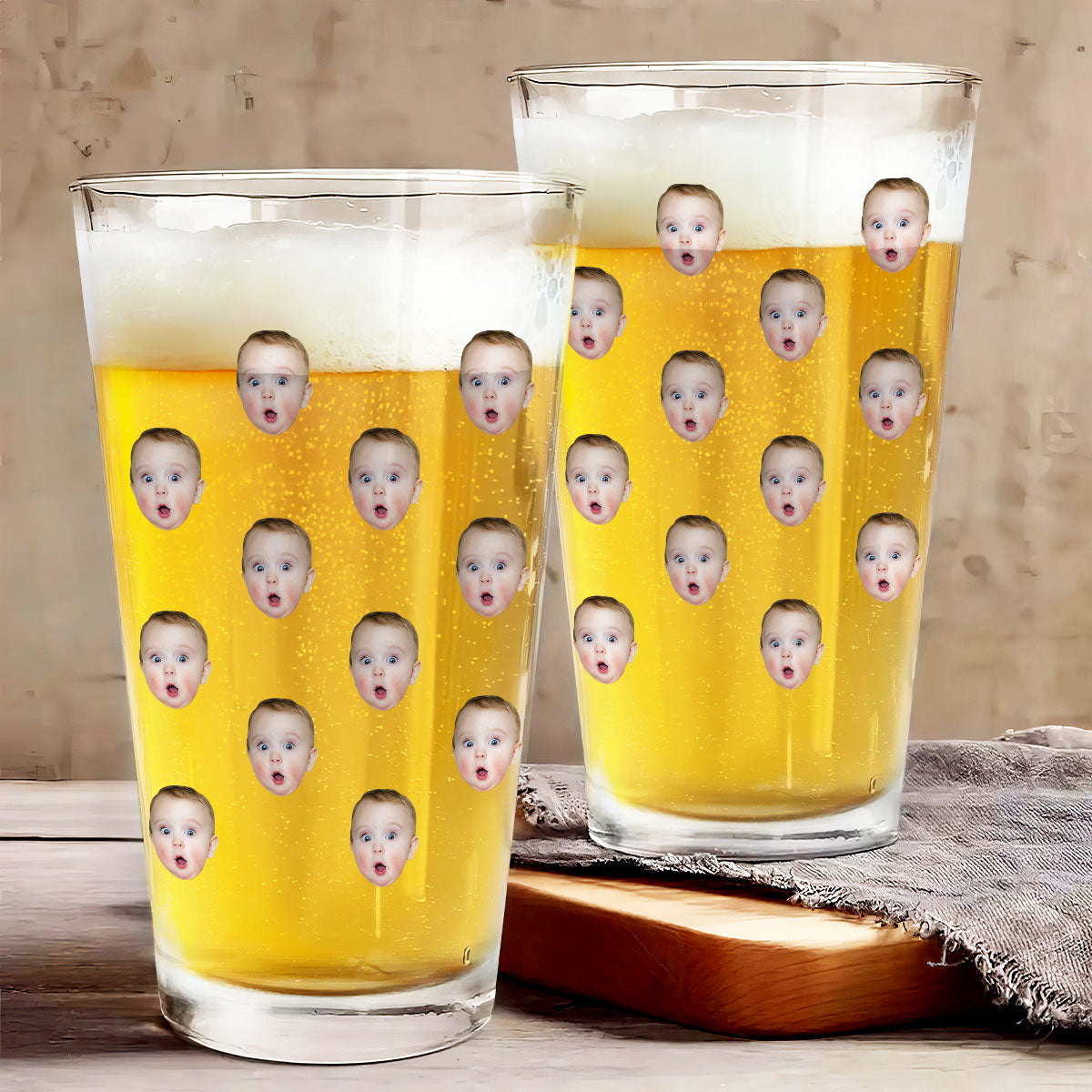 Custom Face Photo Personalized Beer Glass, Funny Gift For Dad, Unique Father's Day Gift