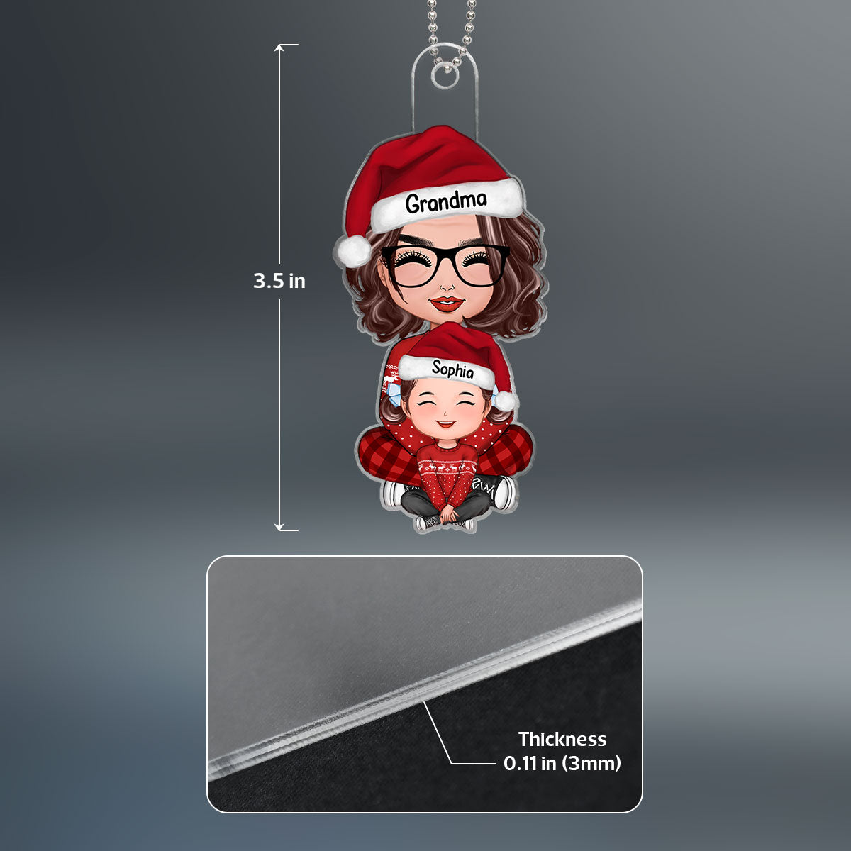 Happy Grandma Grandkid Sitting On Lap Christmas Gift For Granddaughter Grandson Personalized Acrylic Ornament
