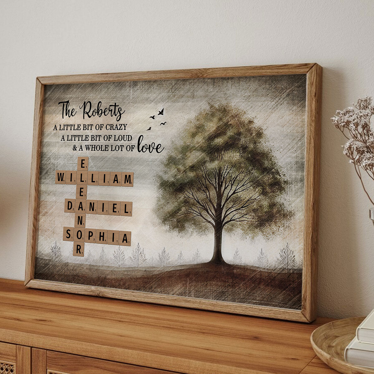 Family Whole Lot Of Love Family Tree Crossword Puzzle Art Personalized Poster, Gift For Husband, Wife, Dad, Mom