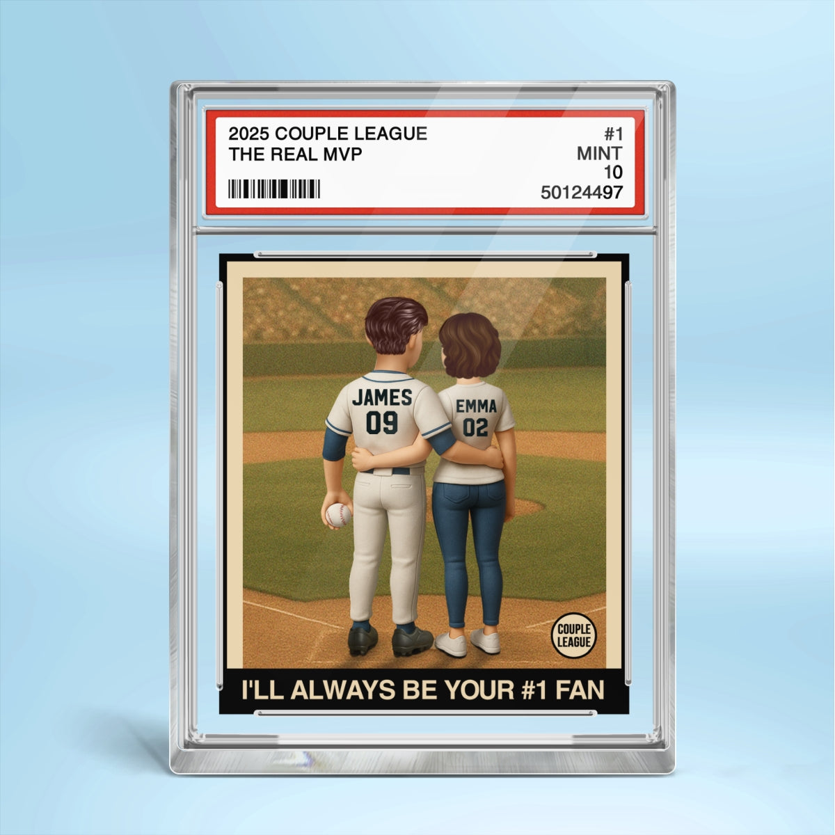 Always Your Biggest Fan Baseball Couple Trading Card Style Personalized Acrylic Block Plaque
