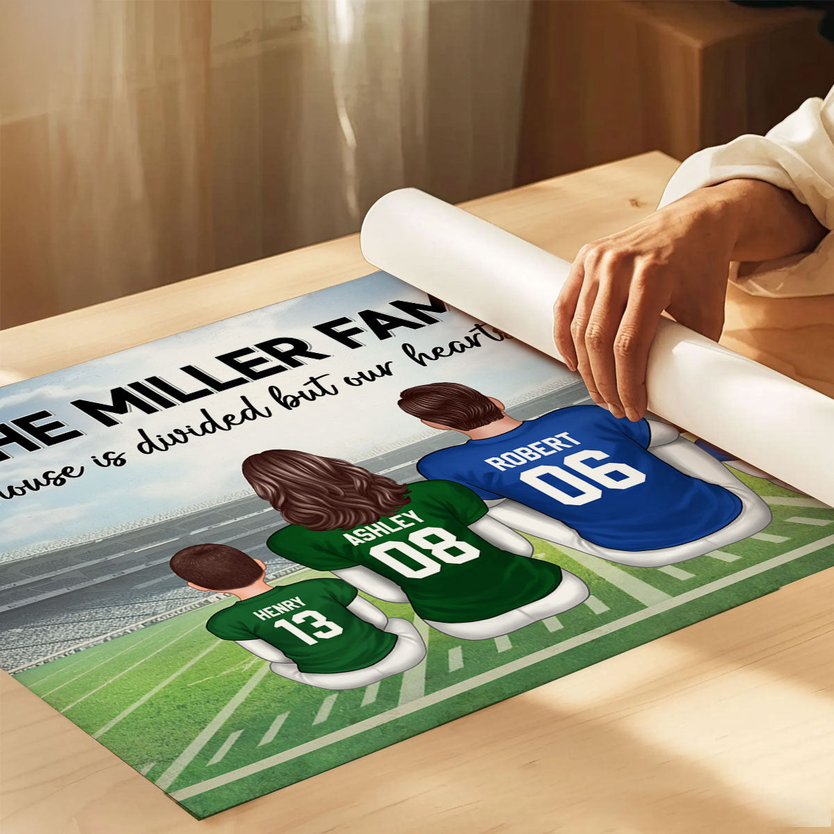 Home Sweet Rivalry House Divided Hearts United American Football Family Decor Personalized Poster