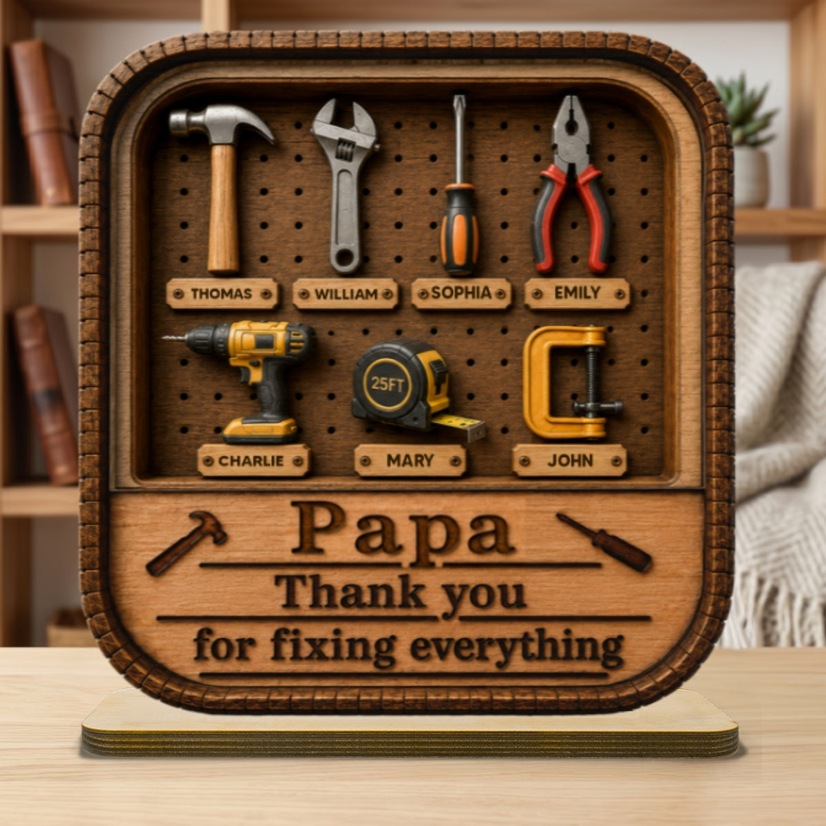 Dad Grandpa Tool Box - Personalized 2-Layered Wooden Plaque - Father's Day Gift For Dad, Husband