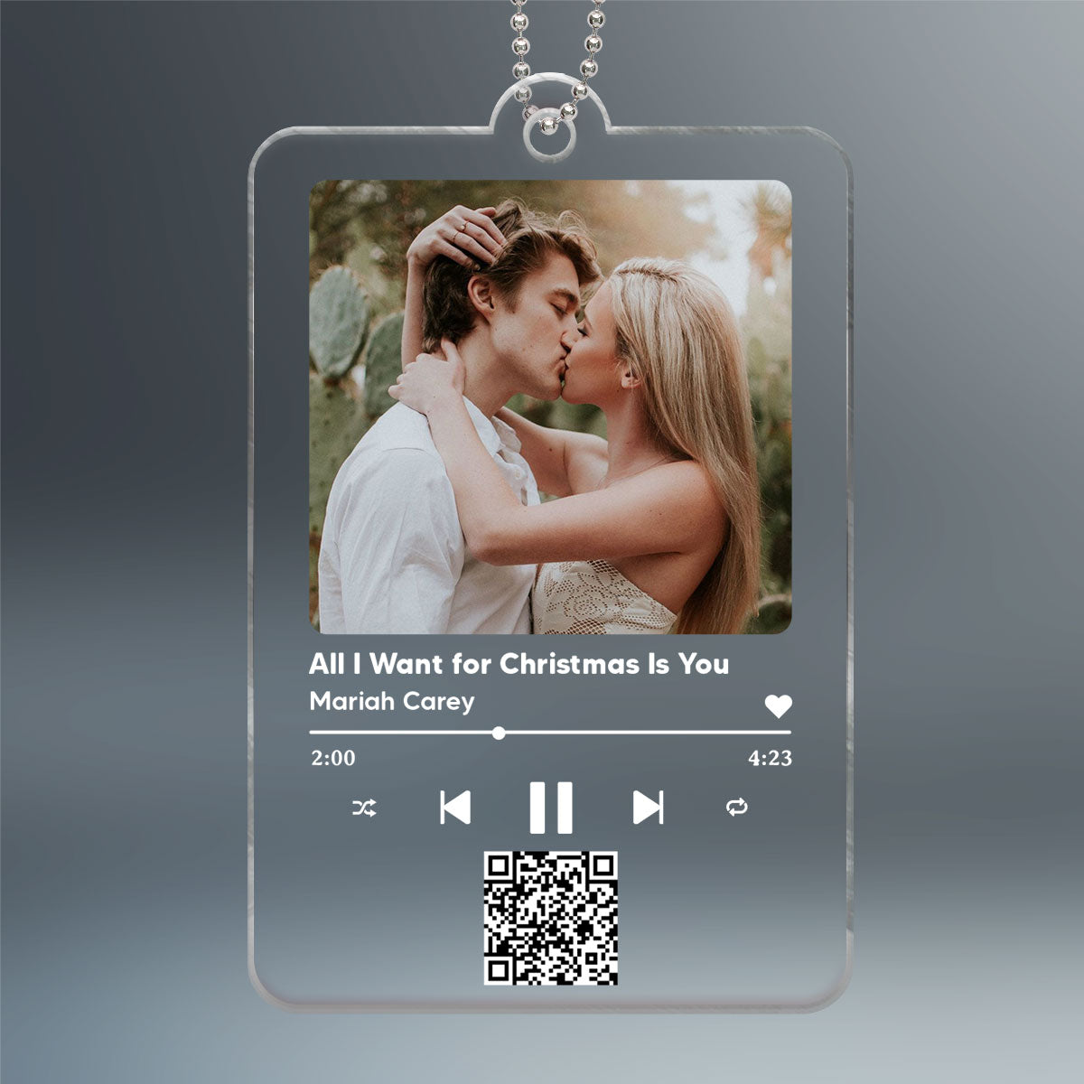 Custom Song And Photo Scannable QR Code Couple Family Friends Personalized Acrylic Ornament