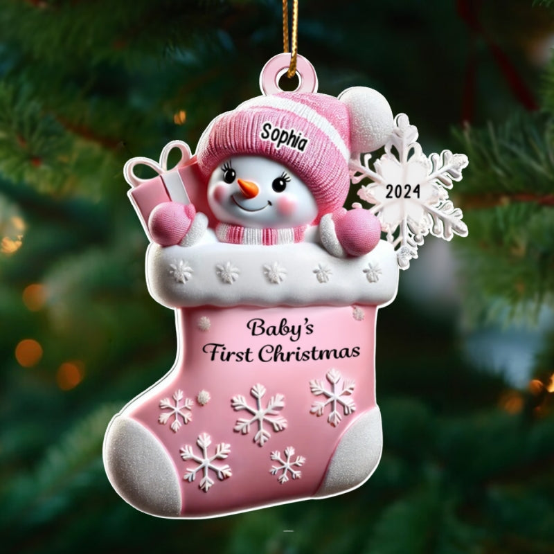 Snowman Baby's First Christmas Ornament Personalized, Custom Baby Boy Girl Christmas Ornament, Christmas Keepsake, Gift for Kid