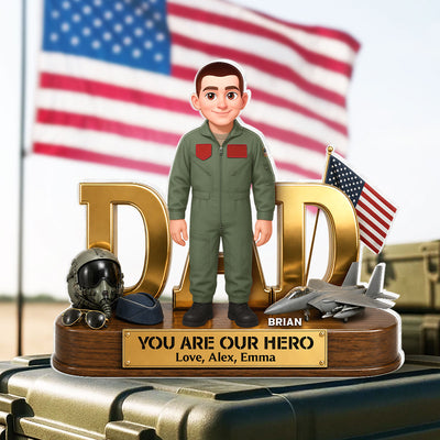Proud American Air Force Dad You Are Our Hero - Personalized Acrylic Block Plaque - Father's Day Gift For Dad