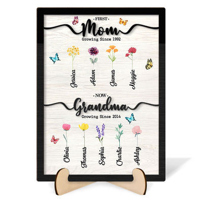 First Mom Now Grandma Personalized 2-Layer Wooden Plaque