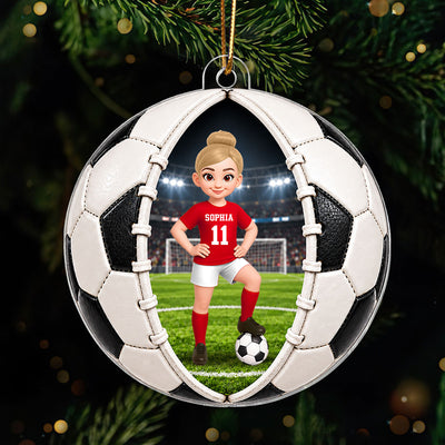 Soccer Ball Design - Personalized Acrylic Ornament - Christmas Gift For Daughter, Son, Grandkids