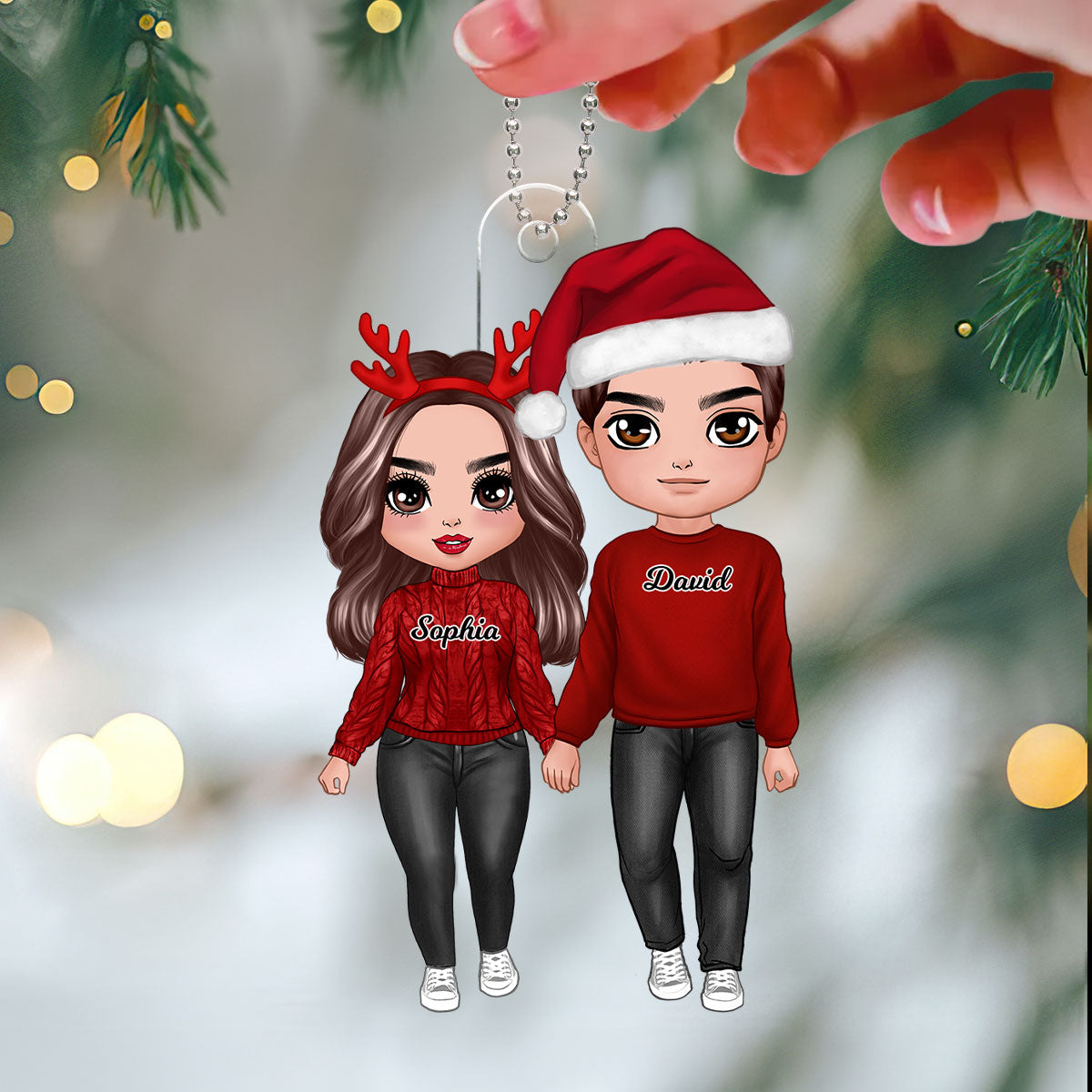 Doll Couple Standing Christmas Gift For Him For Her Personalized Acrylic Ornament