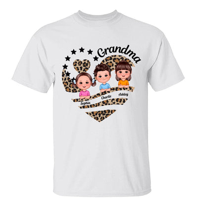 Grandma Mom Leopard Heart Doll Kids Personalized Shirt
