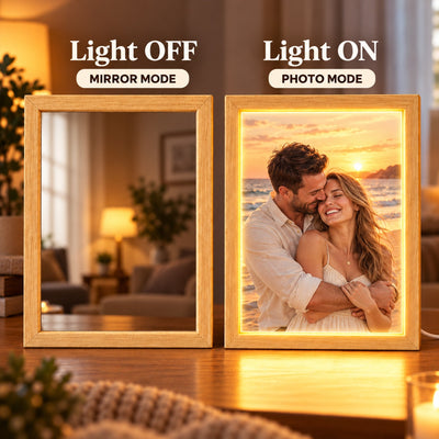 Custom Couple Photo Art - Personalized Mirror Light Box - Heartfelt Christmas Gift for Her, for Him, Anniversary Gift for Couple