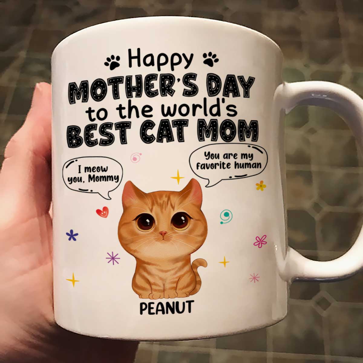 Watercolor Cute Cats Happy Mother‘s Day Cat Mom Watercolor Cute Cats Personalized Mug