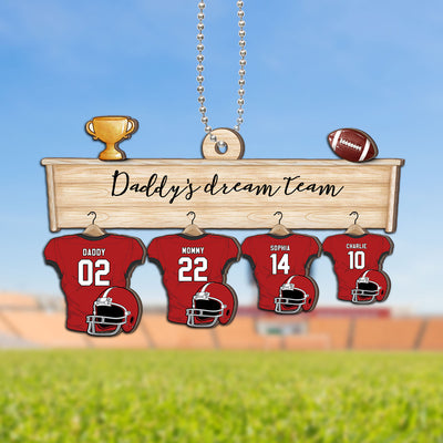 Football Jersey Team Family Personalized 2-Layer Wooden Ornament