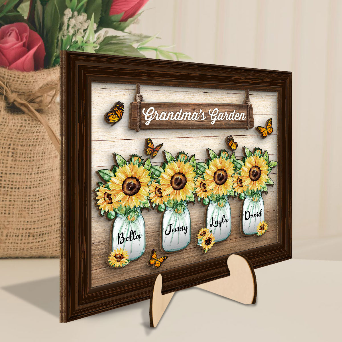 Grandma‘s Garden Personalized 2-Layer Wooden Plaque