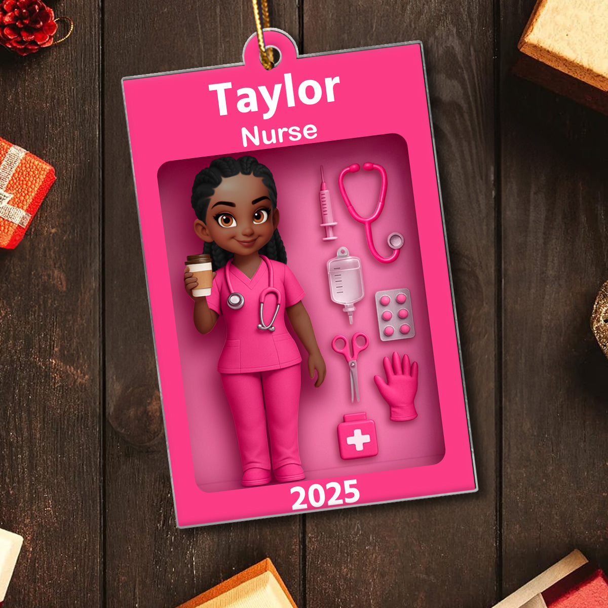 Personalized Nurse In Toy Box 3D Acrylic Ornament, Special Christmas Gift For Nurse, For Co-workers