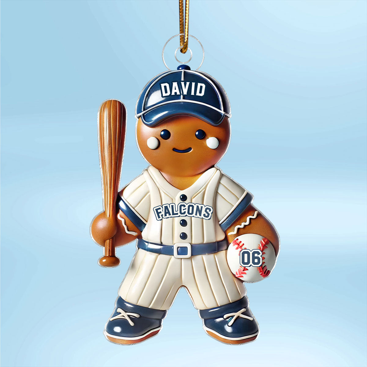 3D Effect Baseball Kid Personalized Acrylic Ornament, Christmas Gift For Grandkids