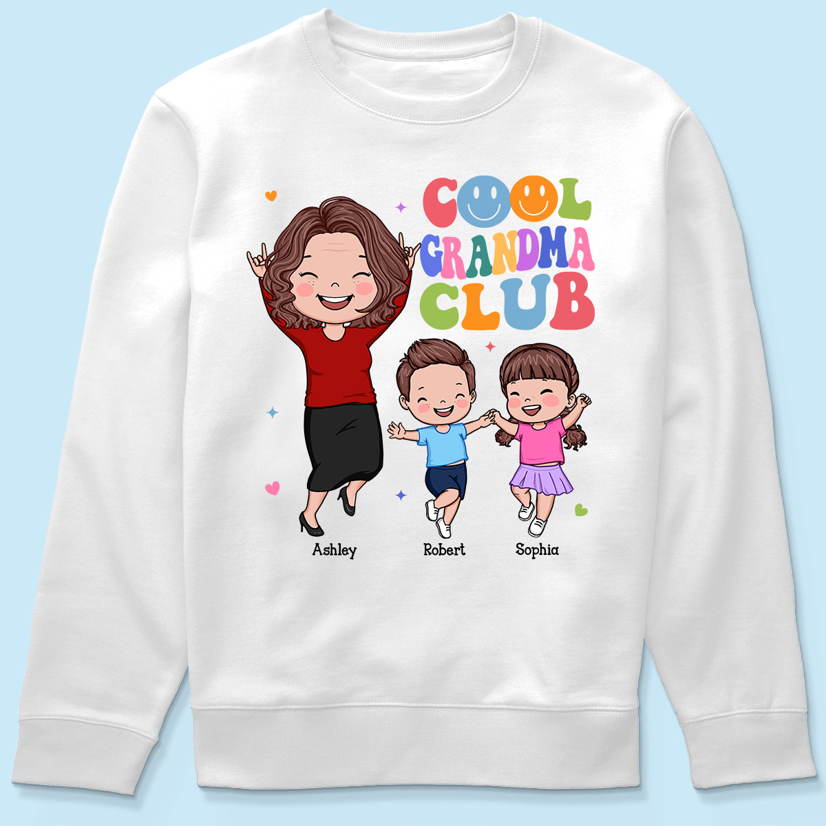 Vector Happy Woman And Kids Cool Grandma Club Personalized Shirt