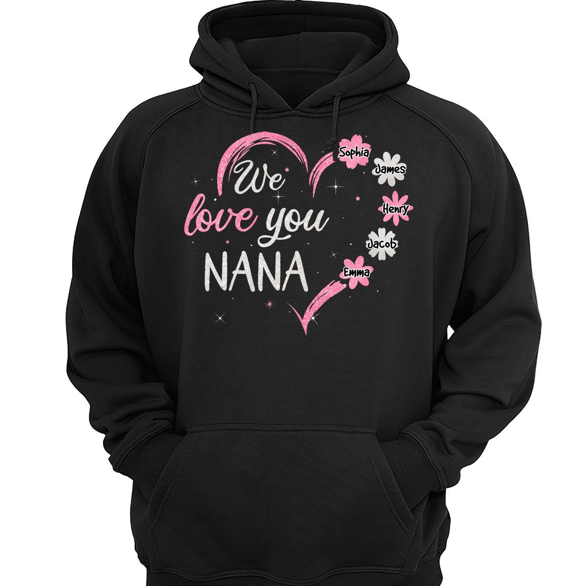 Grandma Mom Flower Heart We Love You Personalized Shirt