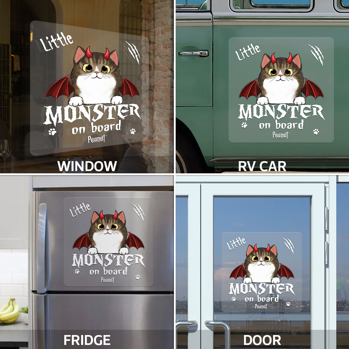 Little Monsters On Board Halloween Dogs Cats Personalized Decal, Halloween Decor