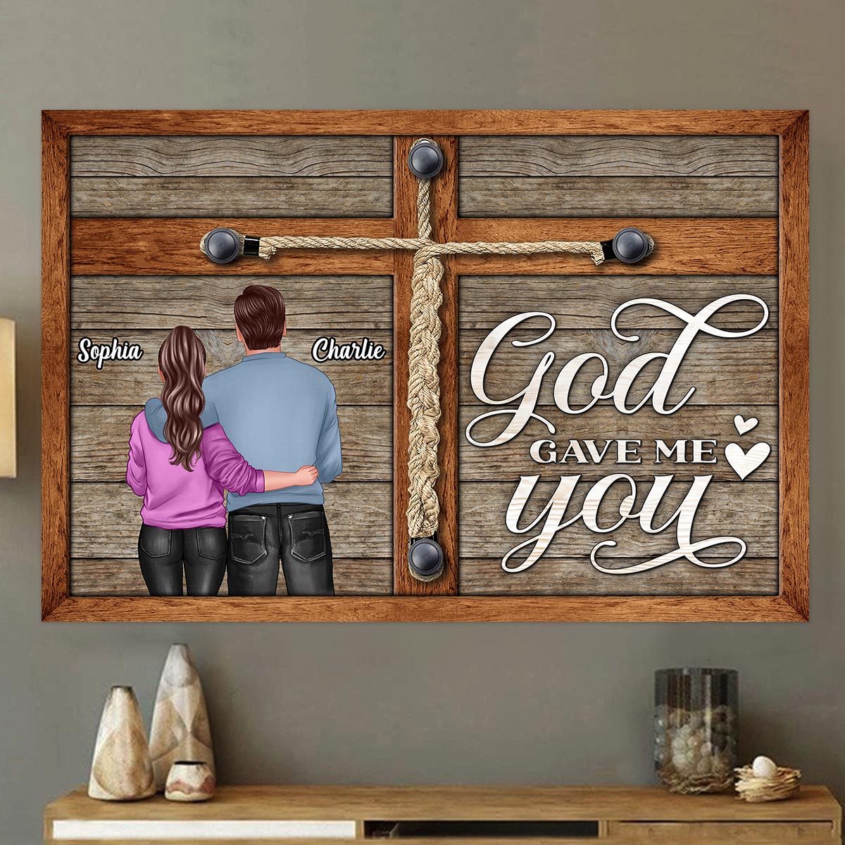 God Gave Me You Standing Back View Couple Personalized Poster
