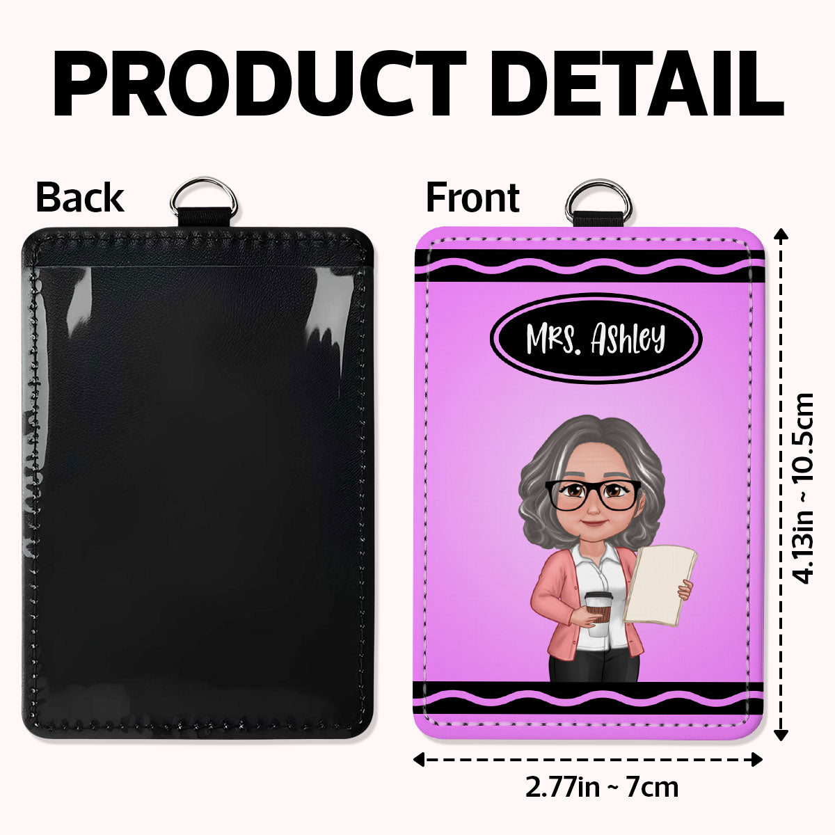 Crayon Themed Teacher Name Personalized ID Badge Holder, Back To School Gift