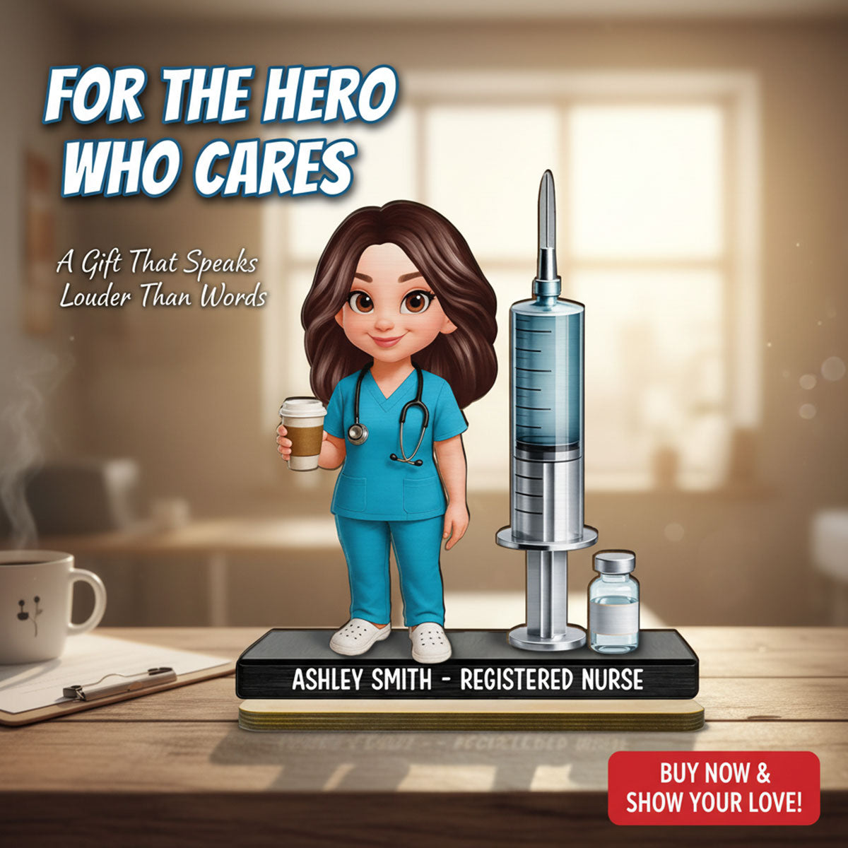 Proud Nurse - Personalized 2-Layered Wooden Plaque - Gift For Nurses