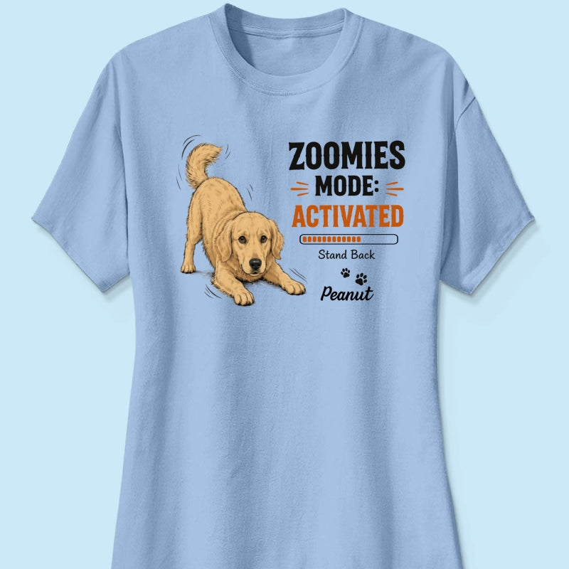 Zoomies Mode Activated Dog Play Bow Pose Custom Pet Photo - Personalized Shirt - Funny Gift For Dog Lover