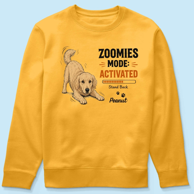 Zoomies Mode Activated Dog Play Bow Pose Custom Pet Photo - Personalized Shirt - Funny Gift For Dog Lover