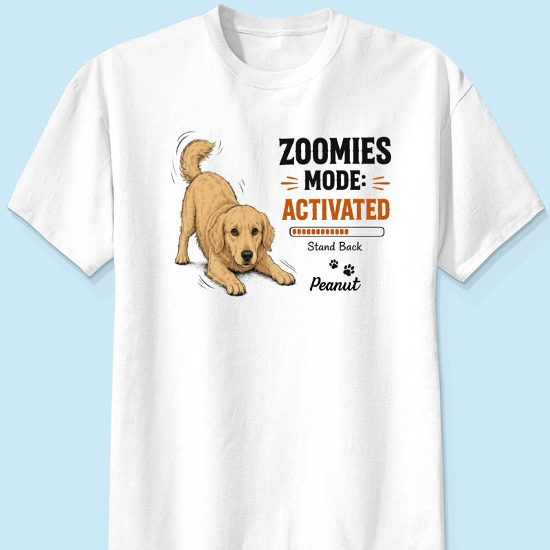Zoomies Mode Activated Dog Play Bow Pose Custom Pet Photo - Personalized Shirt - Funny Gift For Dog Lover