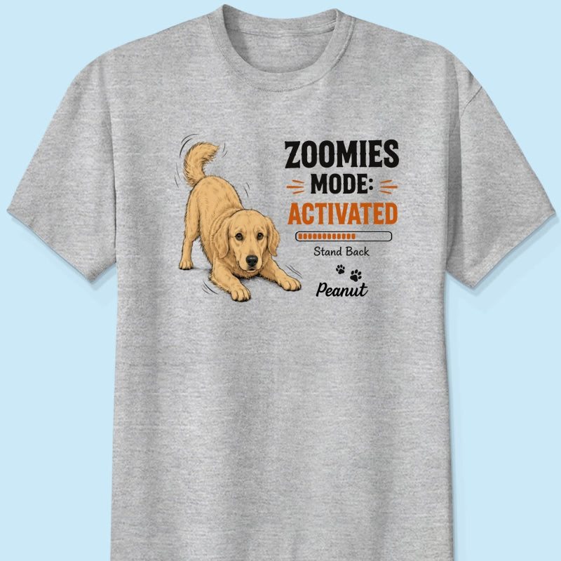 Zoomies Mode Activated Dog Play Bow Pose Custom Pet Photo - Personalized Shirt - Funny Gift For Dog Lover