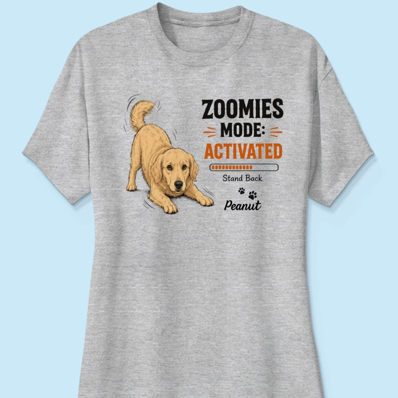 Zoomies Mode Activated Dog Play Bow Pose Custom Pet Photo - Personalized Shirt - Funny Gift For Dog Lover
