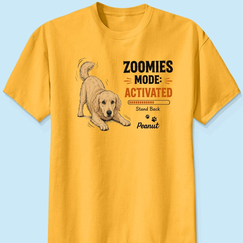 Zoomies Mode Activated Dog Play Bow Pose Custom Pet Photo - Personalized Shirt - Funny Gift For Dog Lover