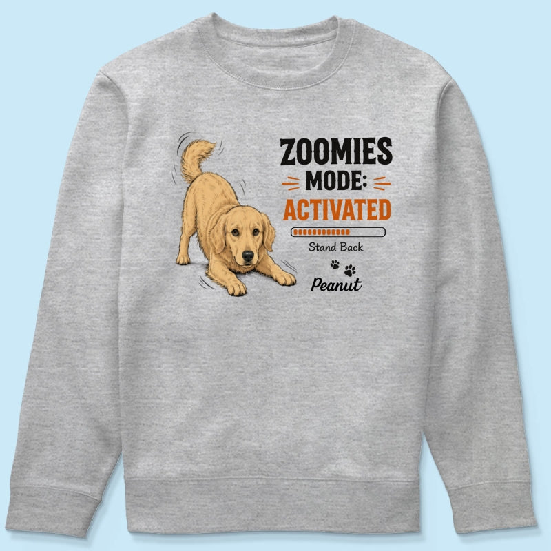Zoomies Mode Activated Dog Play Bow Pose Custom Pet Photo - Personalized Shirt - Funny Gift For Dog Lover